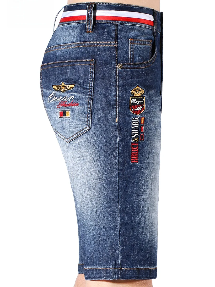 جينز رجالي صيفي 2024 فضفاض مناسب بأرجل مستقيمة ومطرز بروس آند أورك فايون أوربان سلي قابل للتنفس خفيف الوزن من قماش الدنيم