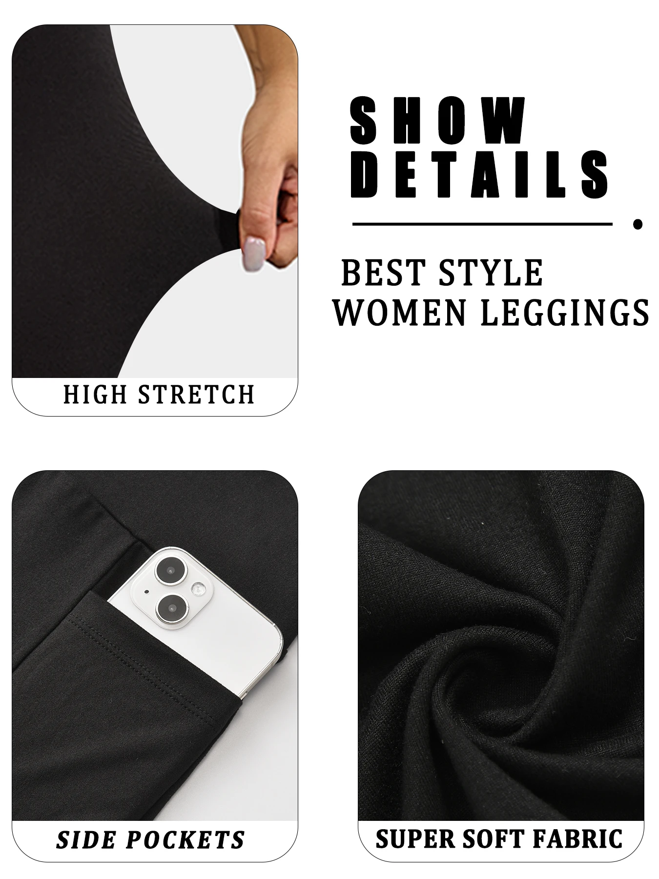 Super Soft Leggings with Pockets for Women，High Waisted Tummy Control Workout Yoga pants
