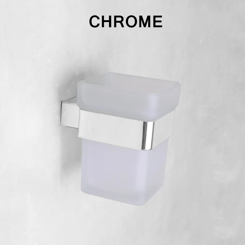 Glass Toothbrush Holder White In Wall SUS304 Holder Brushed Gold Cup Holder Matt Black Chrome