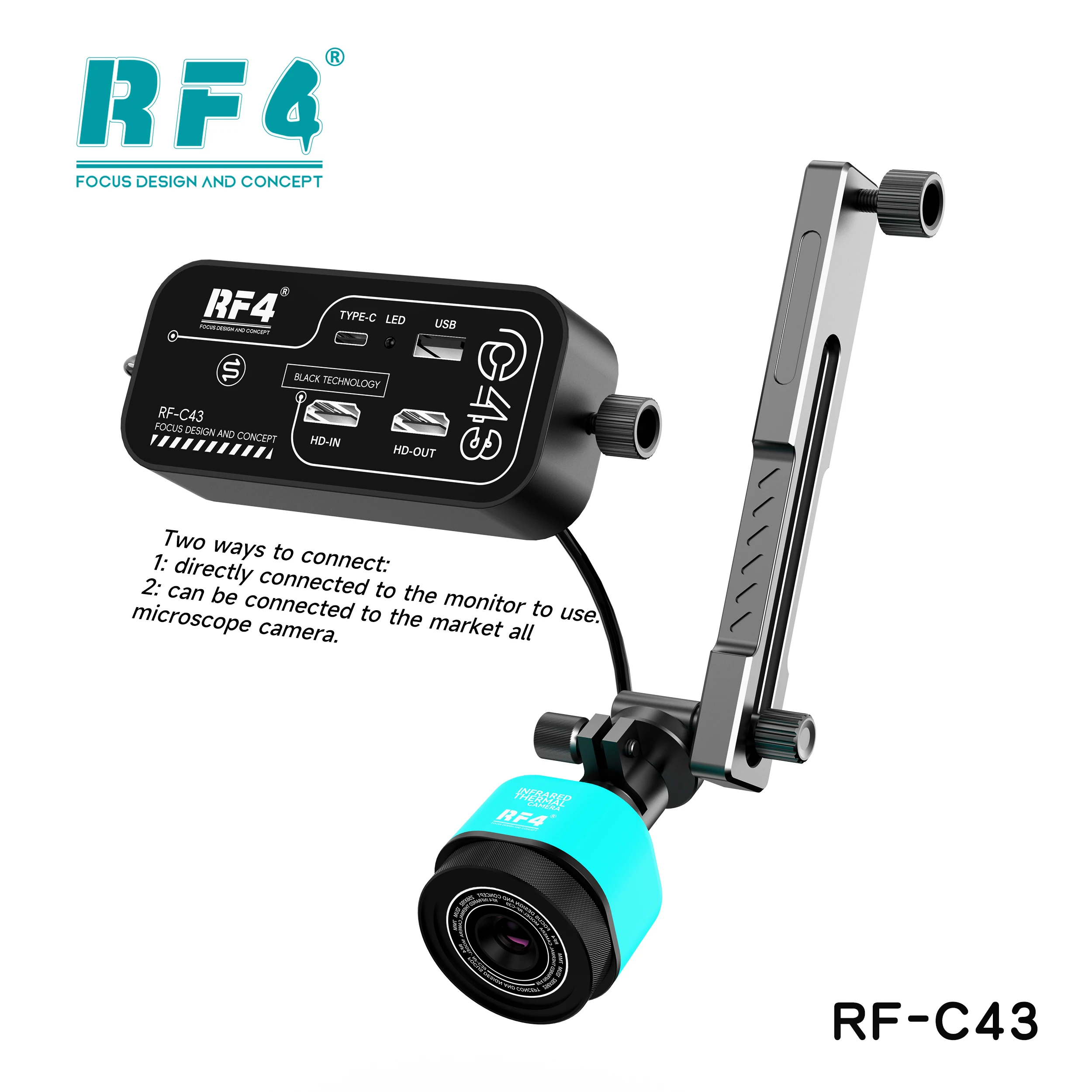 كاميرا التصوير الحراري RF4 الجديدة المستقلة RF-C43 تصميم سريع اللمس متوافق مع معظم كاميرا المجهر لإصلاح PCB