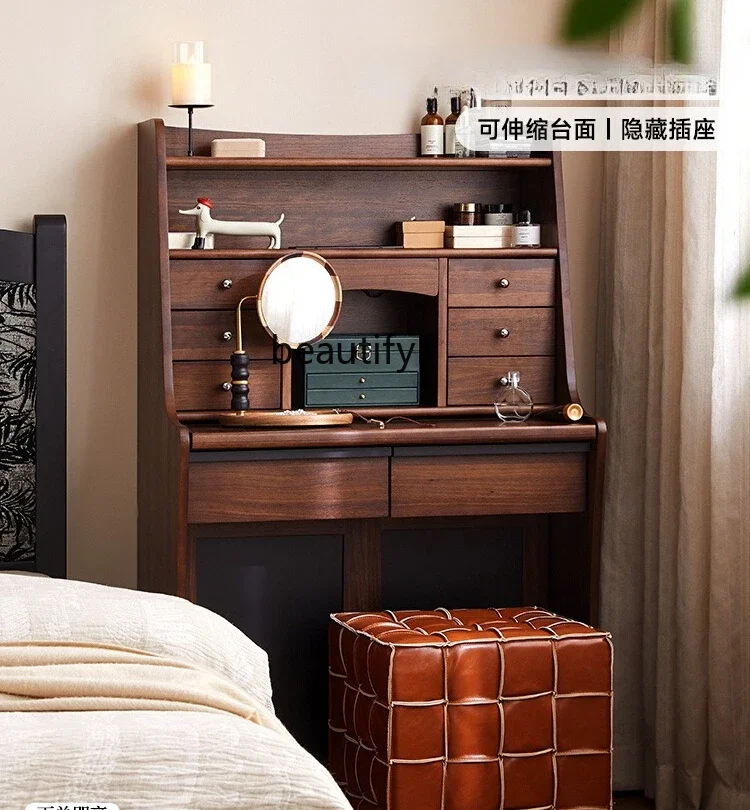 

Vintage Solid Wood Dressing Table Makeup Desk Master Bedroom Bedside Cabinet Small Apartment Desk Storage Cabinet