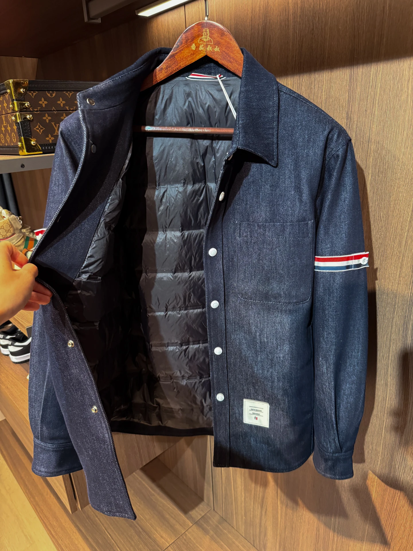 

Luxe 90 Du down Jaet Men's Denim Quilted Vest Warm Sli Commute Cotton Polyester Blend Long Sve Button up Coat