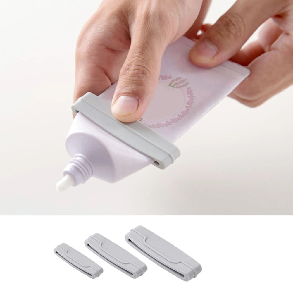 

3pcs Multifunction Tube Squeezer Manual Toothpaste Dispenser Facial Squeezing Clamp White or Grey for Random