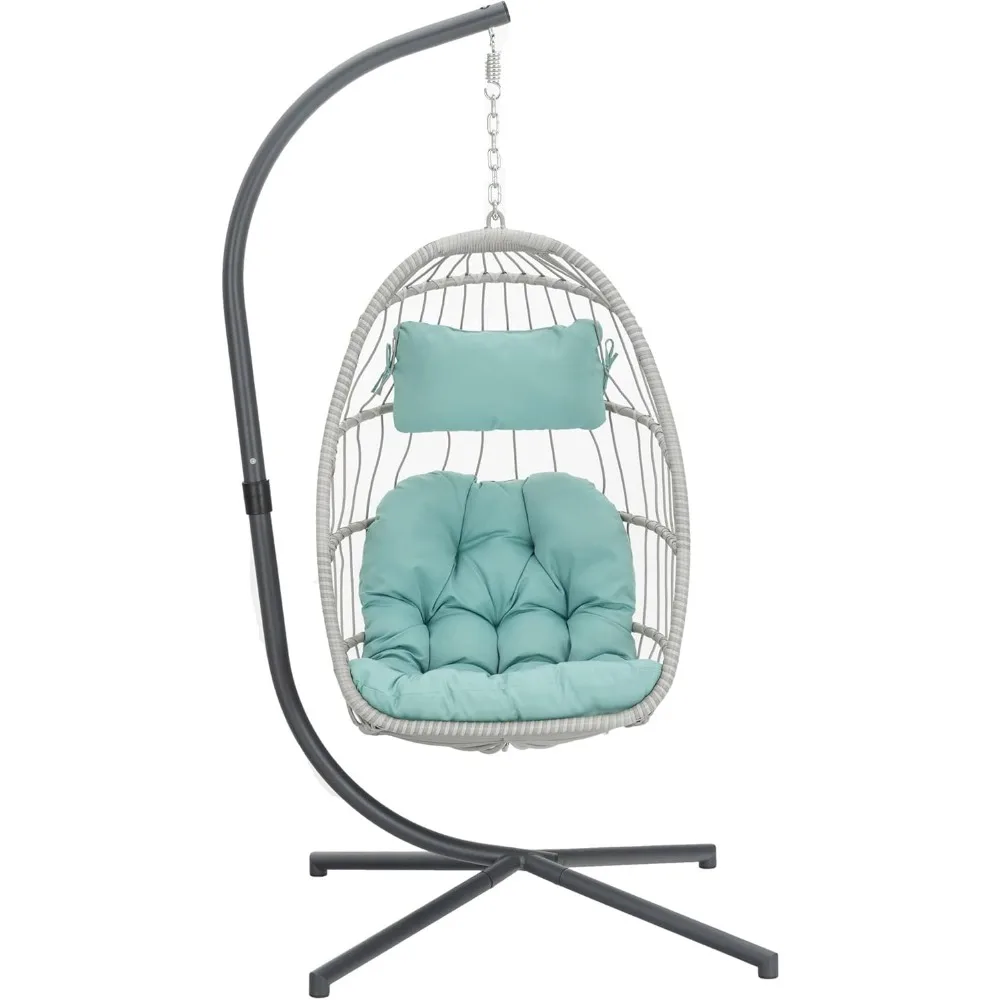 

Egg Swing Chair with Stand, Patio Wicker Rattan Hanging Chair Swing Hammock Egg Chairs with UV Resistant Cushion for Indoor Bed