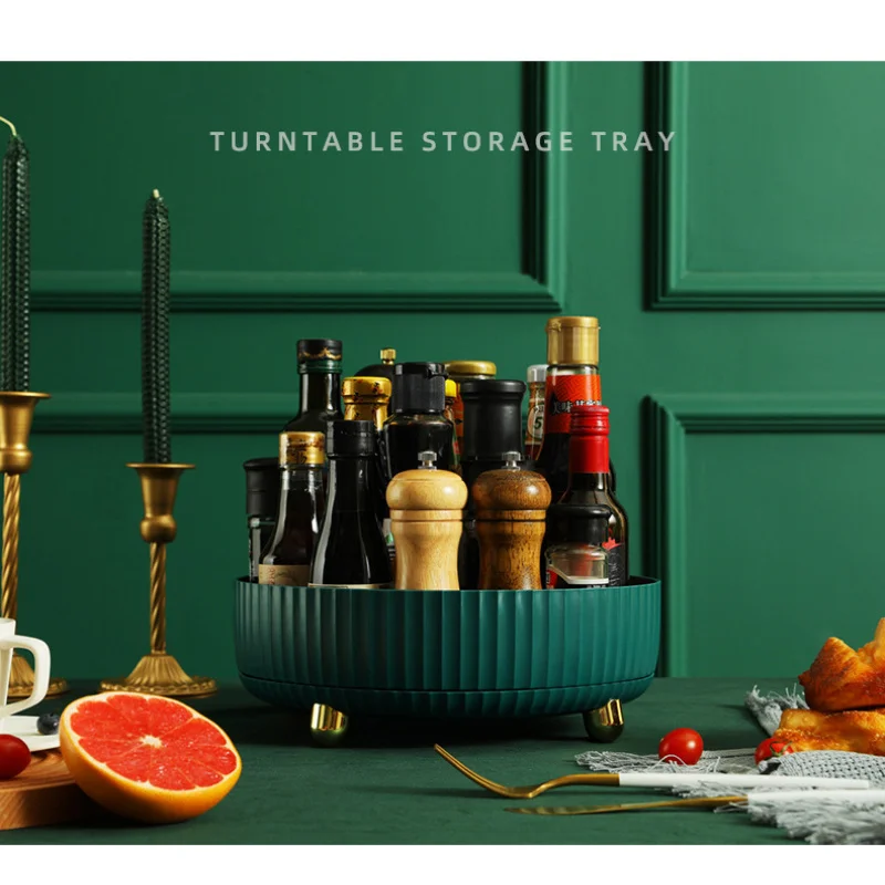 Hot New 360 Rotation Non-Skid Spice Rack Pantry Cabinet Turntable With Wide Base Storage Bin Rotating Organizer Kitchen Bathroom