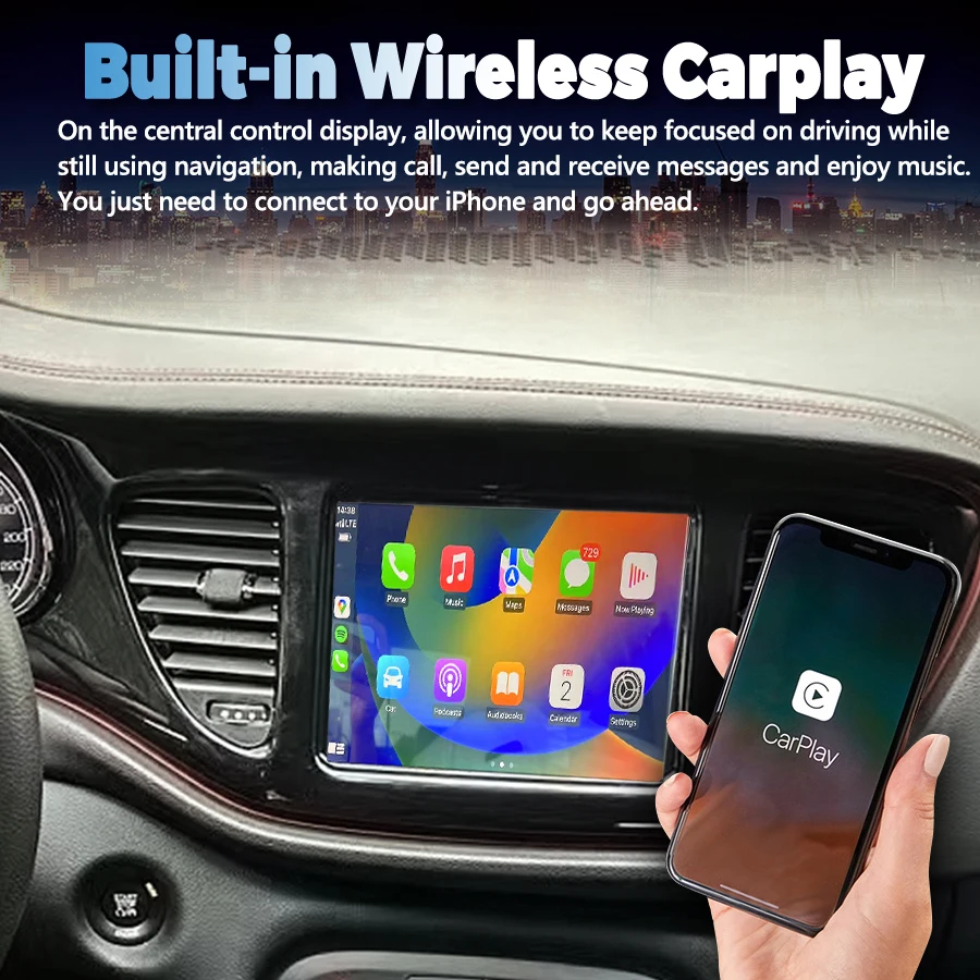 8.4" Android Screen Carplay Car Radio For Dodge Ram Challenger Chrysler 300C Jeep Compass Cherokee Commander Stereo Video Player