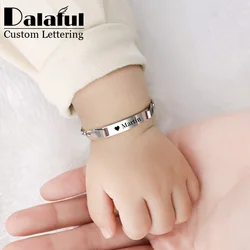 Personalize Baby Bracelet Anti Allergy Stainless Steel Custom Name ID Curb Chain Link Newborn Infant Baptism Love Gifts P038