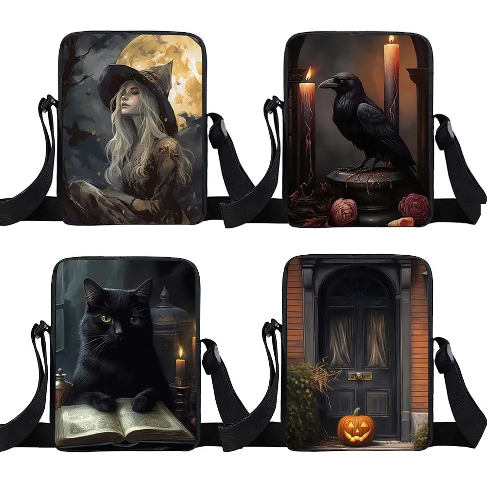 Victoria Crow sorcière fantôme Halloween imprimé sac à bandoulière Dark Academy sac à bandoulière sacs de messager sac à main support pour téléphone sacs de livre