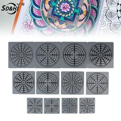 12PCS/Set Reusable Mylar Mandala Dotting Painting Template Floor Wall Tile Fabric Furniture Stencils Mandala Painting Stencils