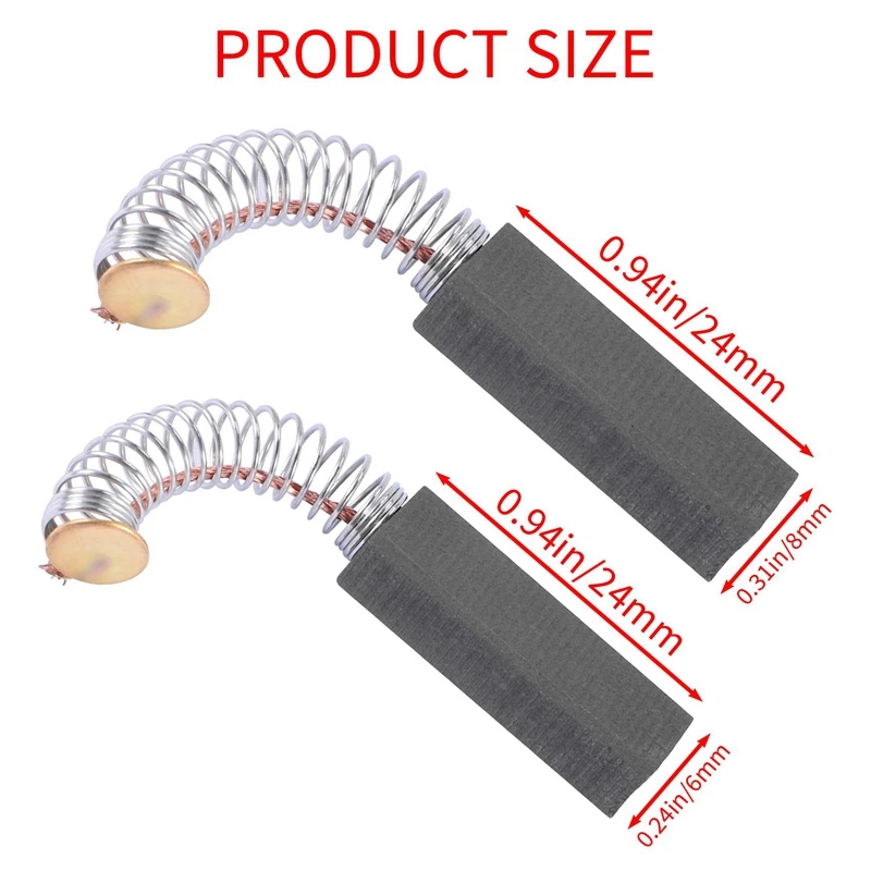 Brosse à charbon de bois pour moteur électrique, 6x8x24mm, 10 paires