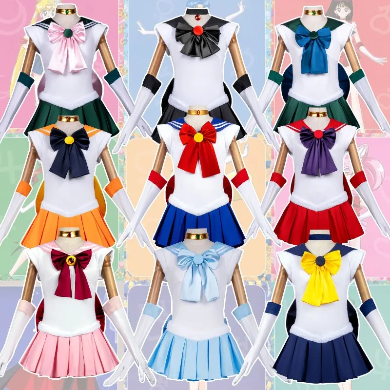 

Japanese Anime Cosplay Costume Pretty Girl Warrior Tsukino Little Rabbit Skirt Back Decoration Set Theme Party Outfit Women Girl