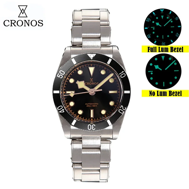 Cronos BB58 Watch For Men 37mm Diver Vintage Automatic Luxury Wristwatch Female End Links Sapphire 200M Waterproof BGW-9 C3 Lum