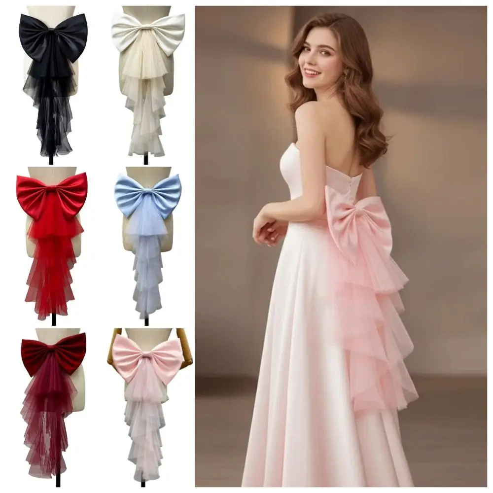 単層ビッグボウウエストデコレーションサテンメッシュふわふわガウンウエスト飾りシックな気質ウェディングドレスアクセサリー女性