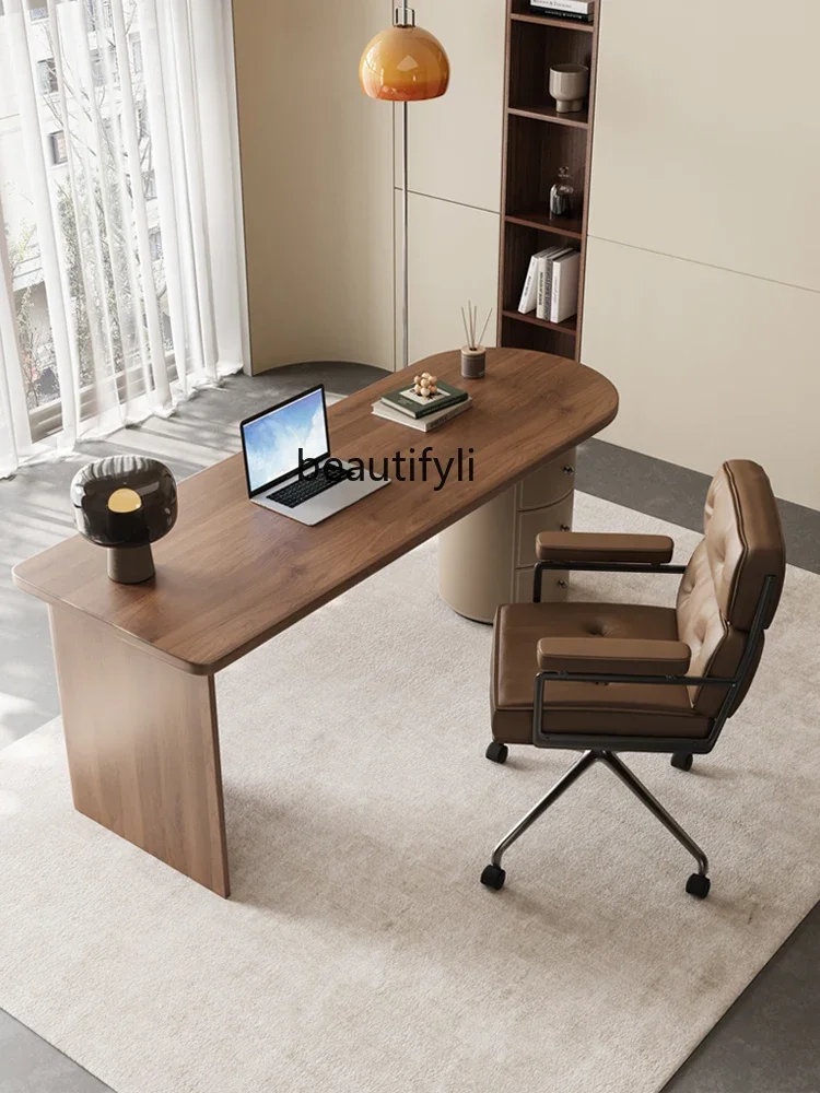 Desk Minimalist Retro Style Study Italian Modern Writing Desk High-Grade Solid Wood Office Computer Desk