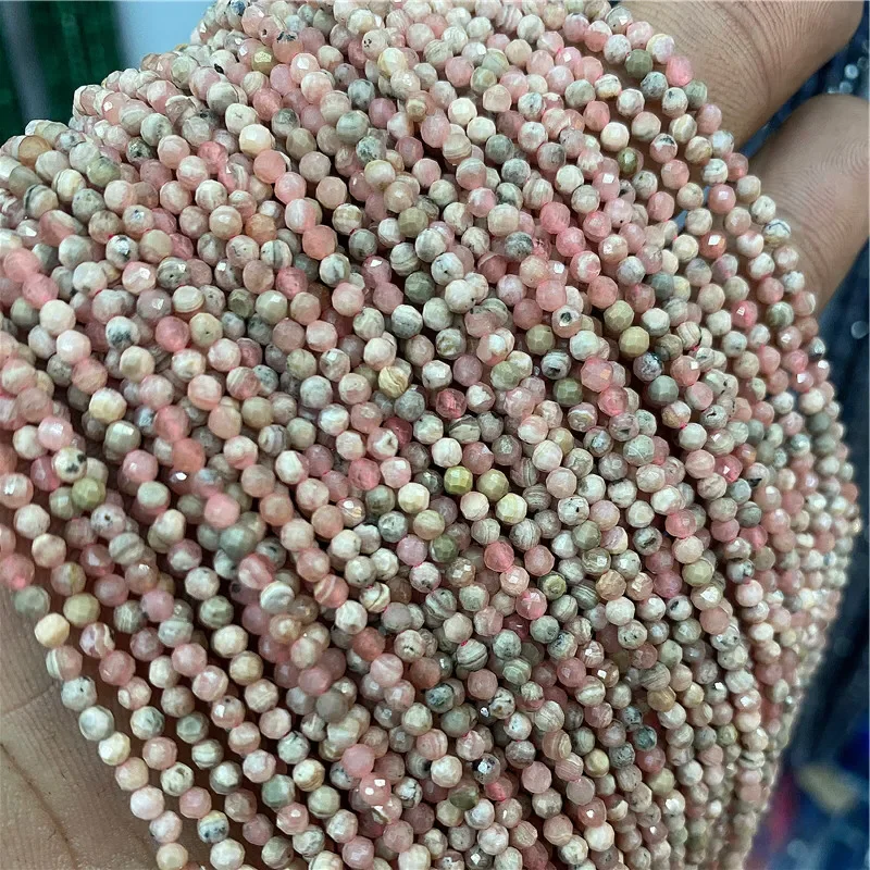 Natürliche rosafarbene rote Quarzkristall-Steinperlen, 2, 3, 4 mm Achate, Chalcedon, Morganit, Rhodochrosit-Edelsteinperle zur Herstellung von Schmuck – Detail 4