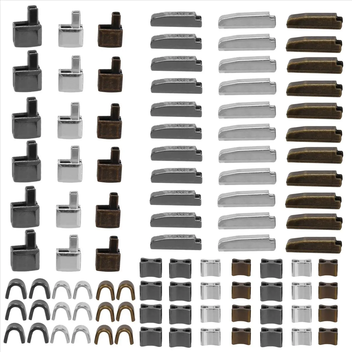 DIGITALBUY 120 Pieces Metal Zipper Head Slider,4 Sizes Zipper Bottom Sliders Retainer Insertion Pin,Zipper Stopper Repai