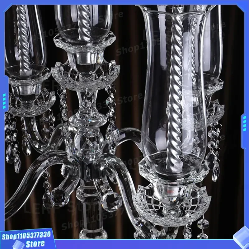 Luxury Five Headed Crystal Candlestick Wedding Centerpiece Water Theme Table Decoration Hotel Event Ornament Elegant