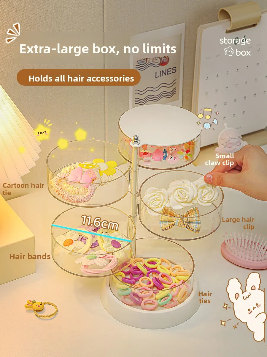 

Children's Hair Accories Storage Box Rotating Hair Clips Elastic Ba Baby Hair Ties Jewelry Box Organizer Korean Sle P...