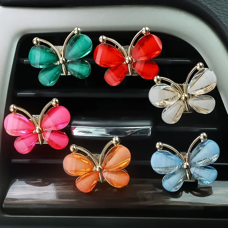 Colorful Butterfly Car Air Conditioning Clip Butterfly Decor Ornaments Air Outlet Clip Decoration Car Ornament Accessories