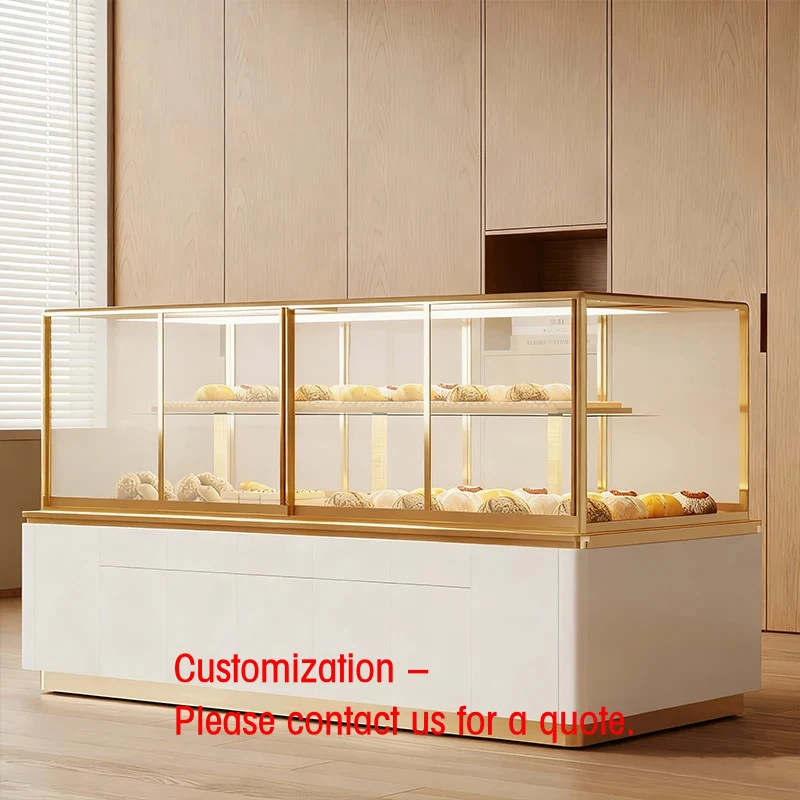 custom.Professional Commercial Luxury Pastry Display Showcase Cake Display Counter Bread Display Cabinet with LED L