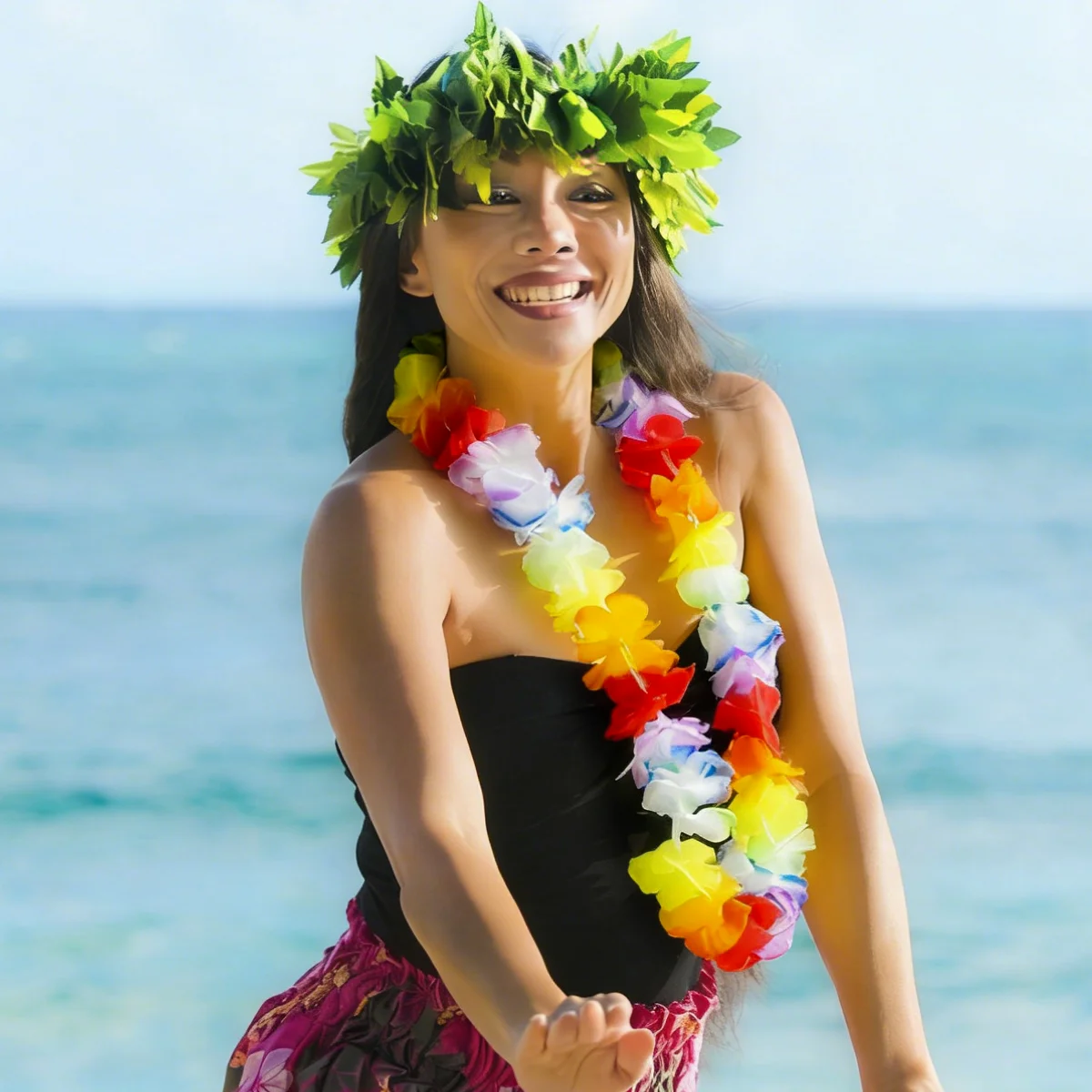 

10pcs 100cm Colorful Hawaiian Wreath Artificial Flower Necklace Garland Tropical Hawaii Summer Beach Party Perform Dress Decor