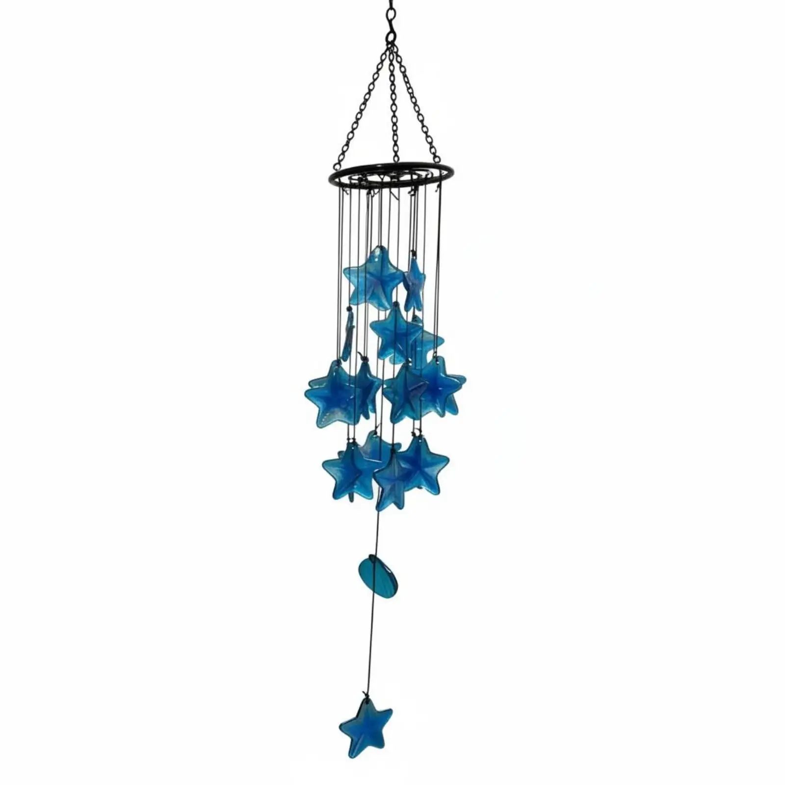 Nautical Glass Wind Chime Soothing Sound Star Shaped Hanging Decor Melodic Tones