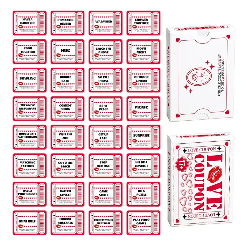 

Couples Coupon Book Anniversary Greeting Card 50pcs Love Coupons Clearly Printed Text Playing Card Decks For Romantic Fun