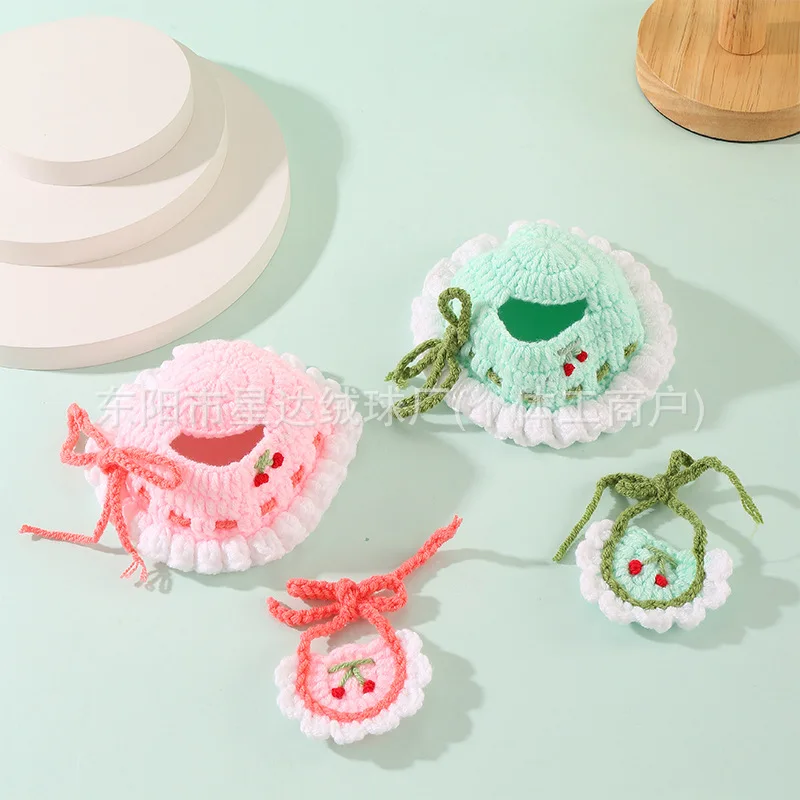 Nueva generación de ropa de bebé tejida labubu de 1, 2, y 3, conjunto de babero y manta, ropa de muñeca de ganchillo DIY, ropa cambiable