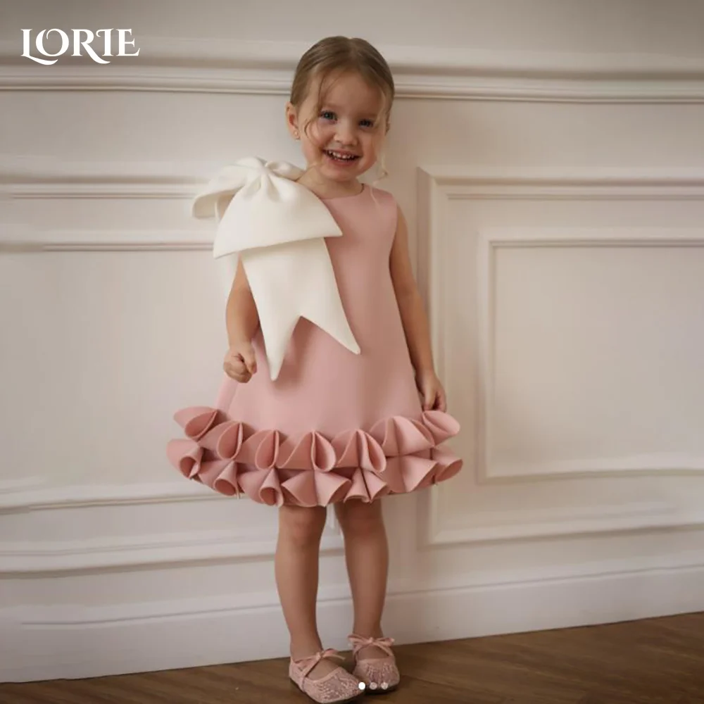 

Платье LORIE для девочек на свадьбу, А-силуэт, миди, с бантом, детский наряд для торжеств, платья для девочек на заказ, праздничные платья для девочек