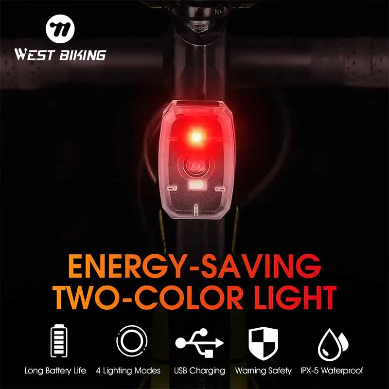 WEST BIKING Bicycle Rear Light IPX5 Waterproof High Visibility Light Hiking MTB Road Bike Energy Saving Lamps Accessories