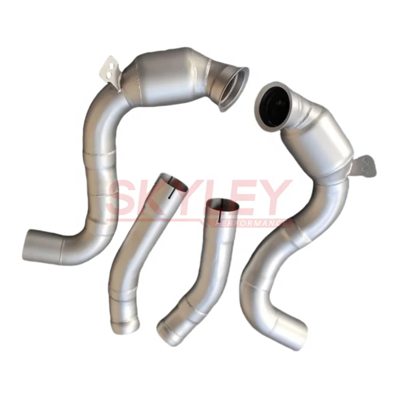 Picture 5: Exhaust Down Pipes for -C63/c63s W205 M177 4.0tt 2015- High Flow Sport Cat Downpipe