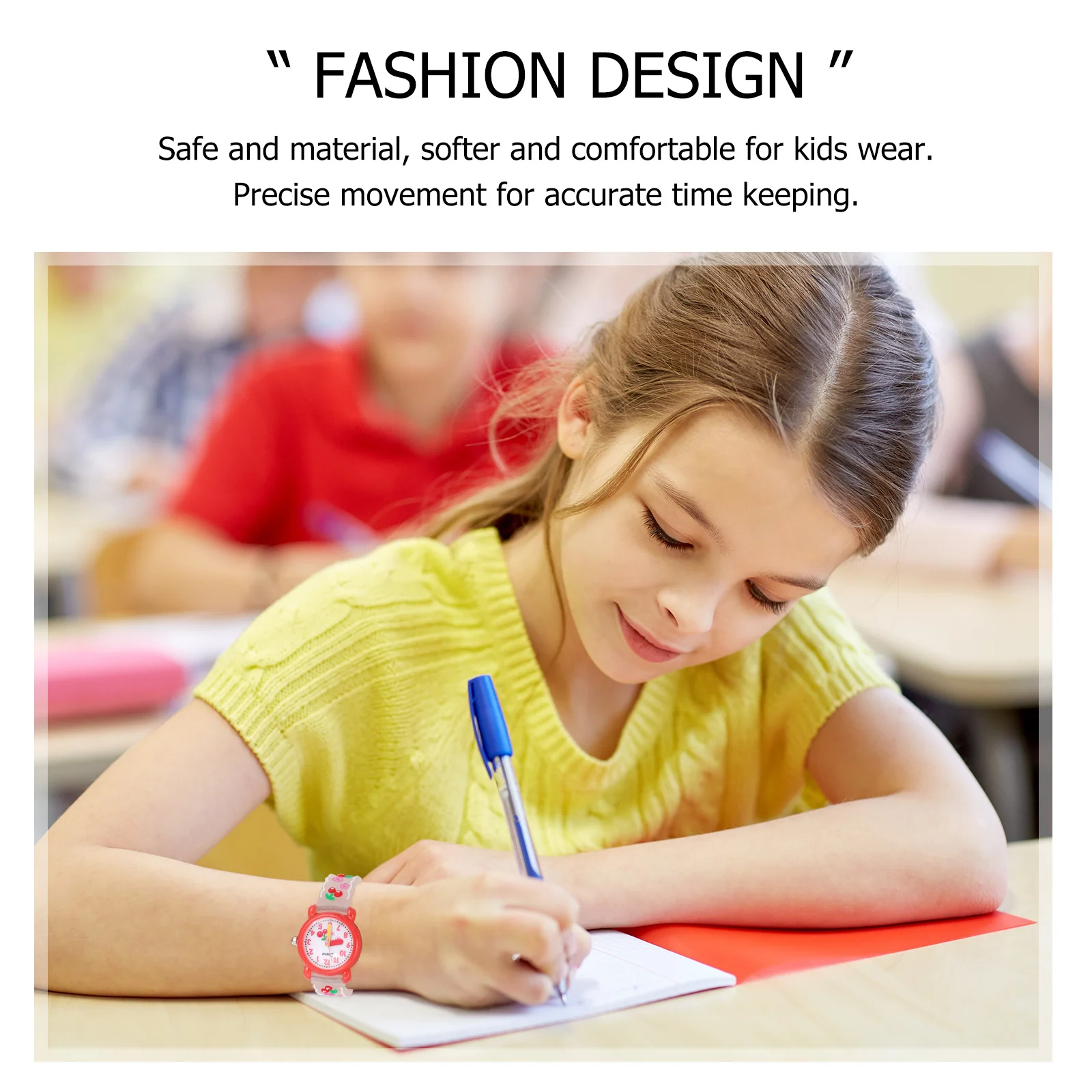 1pc Silicone Watch Cartoon Cherry Pattern Bright Color Adjustable Strap Gift For Christmas Birthday Easter Student