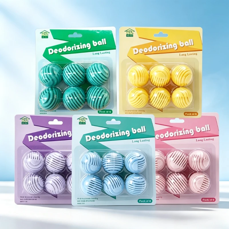 Shoe Deodorizer Ball - ลูกบอลดับกลิ่น 6 ชิ้น, น้ำหอมปรับอากาศที่ใช้งานได้นานสำหรับตู้เสื้อผ้า ตู้รองเท้า ห้องน้ำ