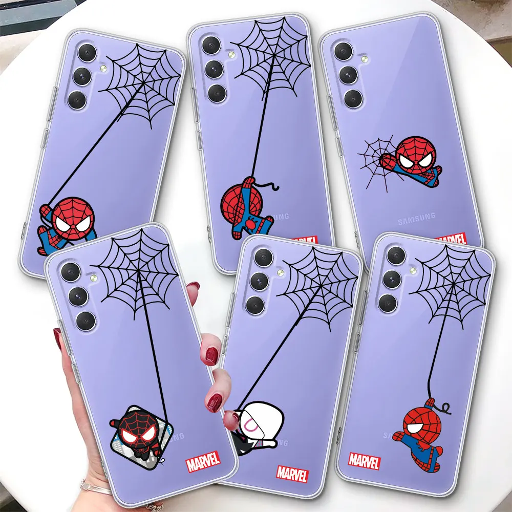 Super Cute Spiderman TPU Case for Samsung Galaxy A15 A21s A51 A13 A35 A54 A55 A41 A52 A53 A71 A14 A21 Transparent Phone Cover