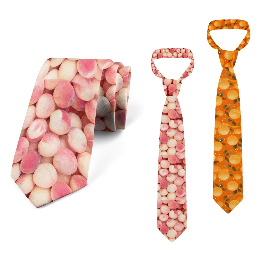 

Fashion printed tie casual novel interesting strawberry peach fruit tie wedding party Halloween shirt and gift tie are neutral