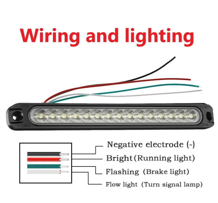 Universal LED Tail Rear Lamp for Trailer Truck Lorry Pickup - Brake/Stop/Turn Lights 12V-24V 15 LEDs Light Bar Strip