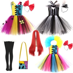 Halloween Kid Girls The Nightmare Before Christmas Costume Children Cosplay Sally Jack Princess Dress Fancy Party Mesh Ball Gown