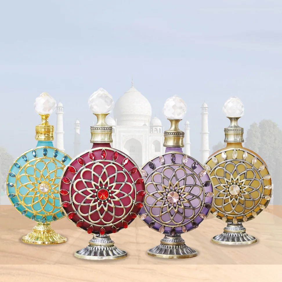 Vintage Embellished Painted Perfume Bottle Naked Bottle High-end Glass Essential Oil Luxury Fragrance Refill Bottle