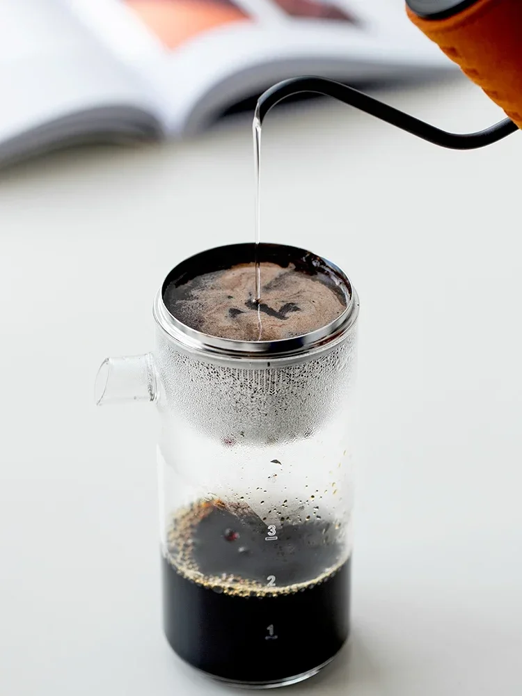 Vendite calde Caffettiera a goccia per ghiaccio con beccuccio a bolla Caffettiera per birra fredda domestica Caffettiera per birra ghiacciata a mano con gocciolamento di ghiaccio a doppio scopo