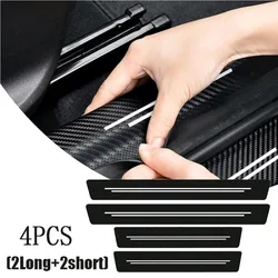 4pcs Universal Car Door Anti Scratch Protector Sticker Carbon Fiber Car Door Sill Protection Strip Decorative Auto Accessories