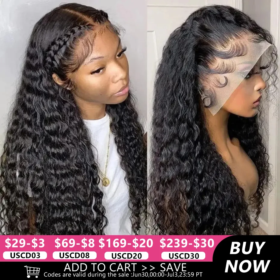 

30 Inch Deep Wave 13x4 HD Lace Front Wig Human Hair For Women Brazilian Curly Hair Lace Frontal Wig Pre Plucked Lace Closure Wig