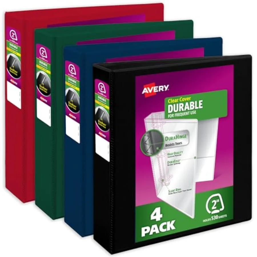 

Прочные папки-регистраторы на 3 кольцах, 2-дюймовые наклонные кольца, вместимость 530 листов, разные темные цвета, для школы, офиса, учителей, классов