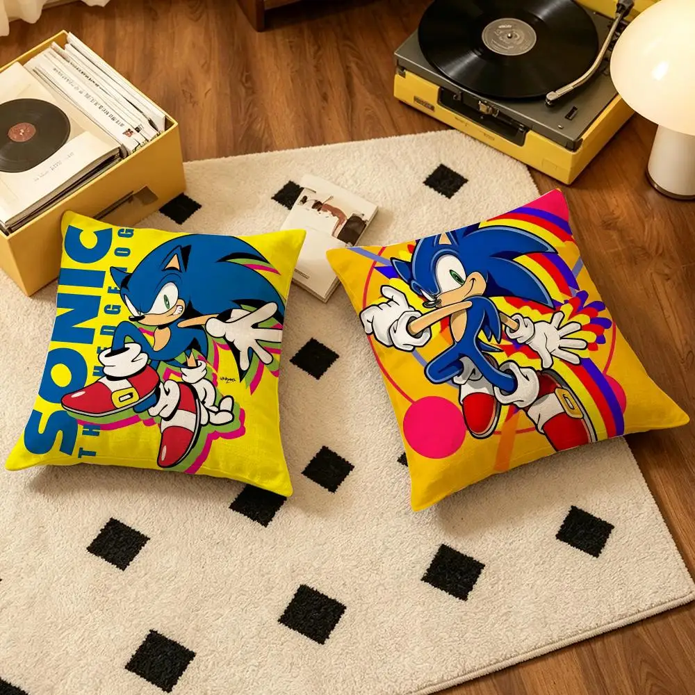 Game S-Sonic T-The H-Hedgehog Cushion Cover Home Decor Cushion Cover Soft Throw Pillowcase for Sofa Bedroom Outdoor Use - view 2