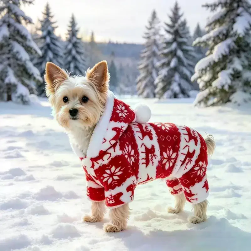 Dog Pajamas Warm Christmas Dog Coat Fleece Thermal Dog Clothes Puppy Jumpsuit