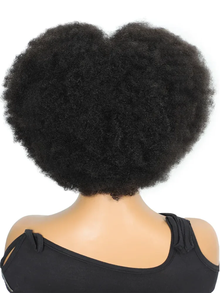 Brazilian Afro Kinky Curly Bob Wigs Black Dark Remy Brown Hair Short Machine Made Human Hair Wigs For Black Black Women