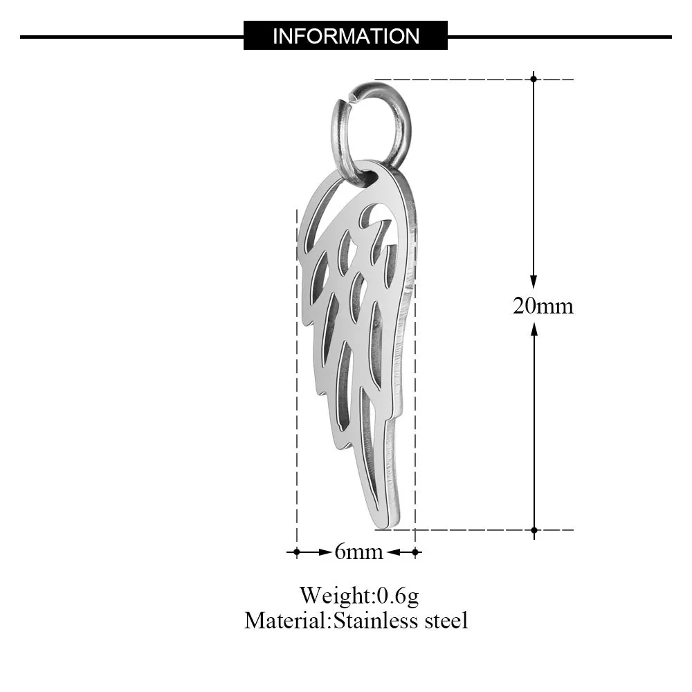 DOOYIO 5pcs/Lot Stainless Steel Charm Feather Wing Pendant DIY Women Fashion Necklace Jewelry Accessories