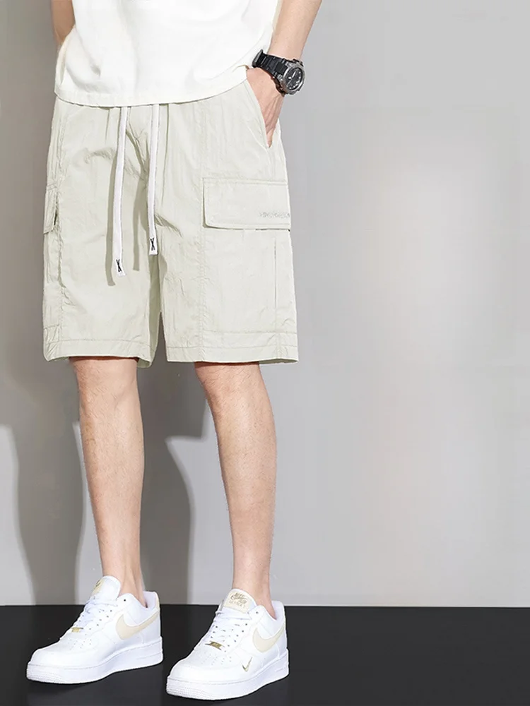 

American Sle Casual Ice Silk ort Pants Men's Summer Loose Qui Dry Sports Workwear Five-Quarter Mid-Pants