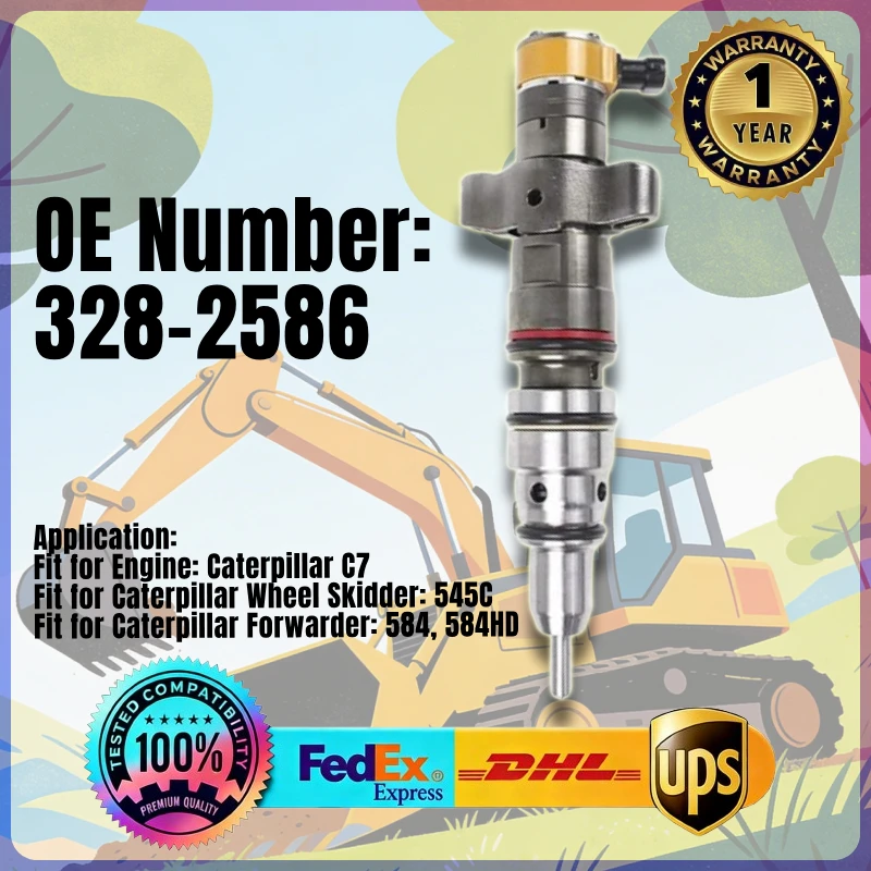 

Fuel Injector 328-2586 3282586 for Caterpillar CAT Engine C7 Wheel Skidder 545C Forwarder 584 584HD