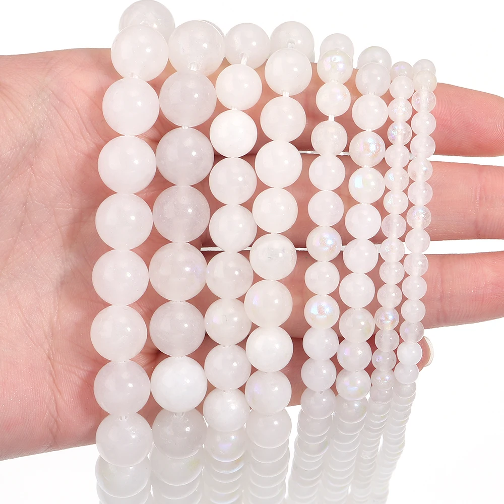 

6/8/10mm White optimize Moonstone Quartz Crystal Natural Stone Beads For Jewelry Making Round Loose Beads DIY Bracelets Findings