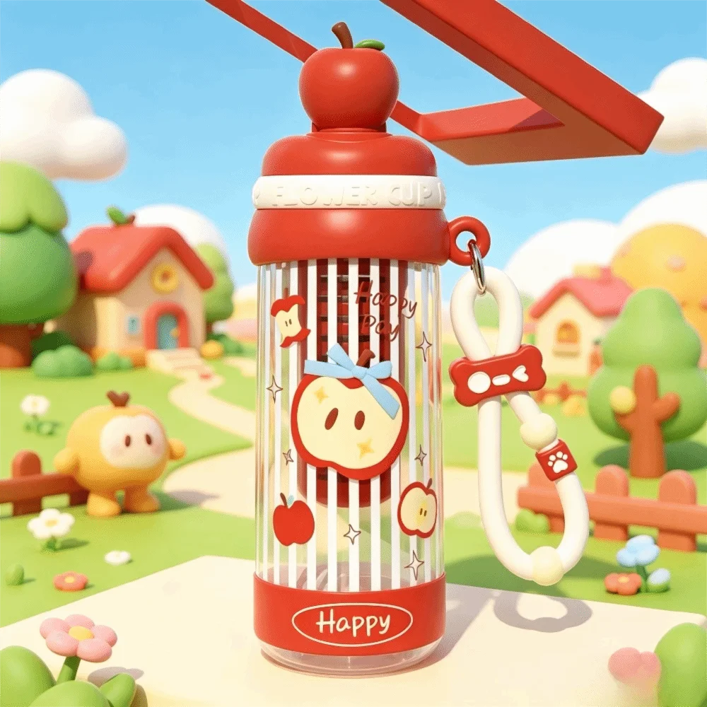 Plastic Student Straw Water Bottle Fruit Topper Leak-proof Tea-Water Separator Cup Transparent with Filter and Straw